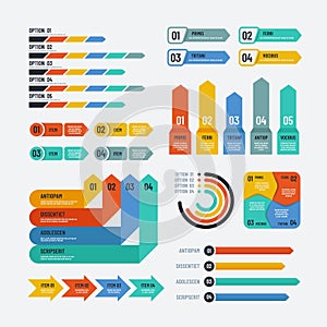 Presentation infographics. Flowchart timeline process chart workflow option diagrams. Infographic vector elements