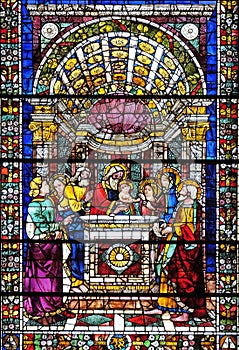 Presentation of Jesus in the Temple, stained glass window in Santa Maria Novella church in Florence