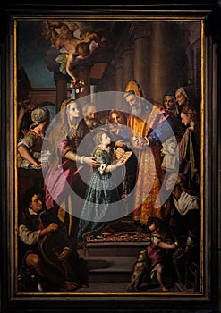 Presentation of Mary to the temple, work by Alessandro Allori in Cathedral of St. Martin in Lucca, Italy