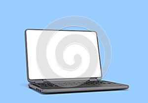 Presentation new modern laptop with white empty screan 3d render on blue