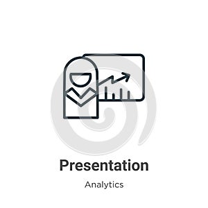 Presentation outline vector icon. Thin line black presentation icon, flat vector simple element illustration from editable