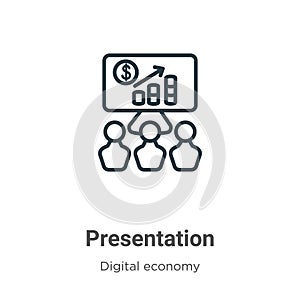 Presentation outline vector icon. Thin line black presentation icon, flat vector simple element illustration from editable digital