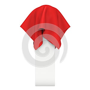 Presentation pedestal covered with red cloth