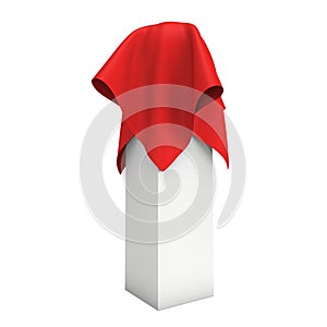 Presentation pedestal covered with red cloth