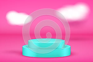 Presentation platform on pink backdrop