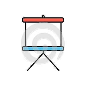 Presentation projector screen line icon. Color