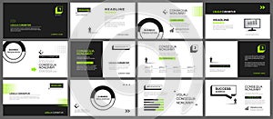 Presentation and slide layout background. Design green and black geometric template. Use for business keynote, presentation, slide photo