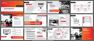 Presentation and slide layout background. Design red and orange gradient geometric template. Use for business annual report, flyer