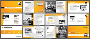 Presentation and slide layout template. Design orange keynote in paper style background. Use for business annual report, flyer, photo