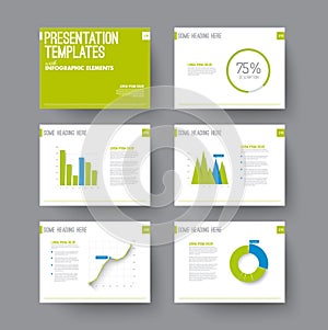 Presentation slides with infographic elements