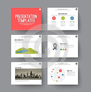 Presentation slides with infographic elements