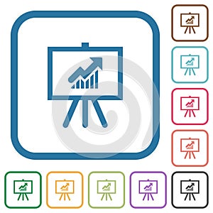 Presentation table with rising graph simple icons