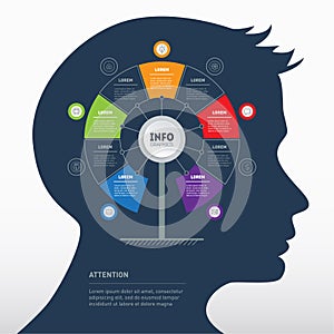 Presentation Template. Diagram. Business presentation concept with 5 or 9 options. Vector infographic of technology or education