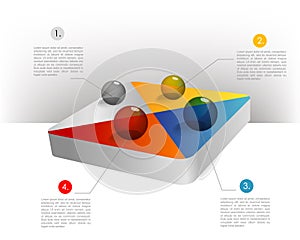 Presentation template hexagonal graph. Pie chart d