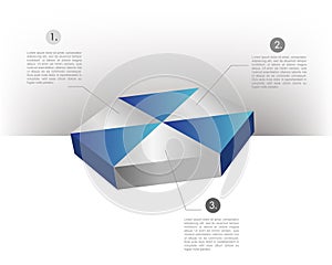 Presentation template hexagonal graph. Pie chart diagram.