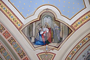 Presentation at the Temple, fresco in the church of Saint Matthew in Stitar, Croatia photo