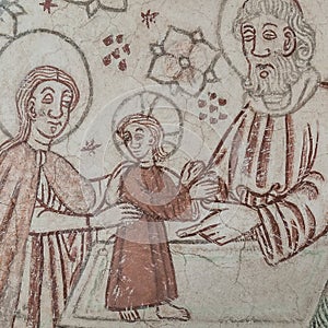 The presentation in the temple, the priest Simeon holds the baby Jesus on an altar