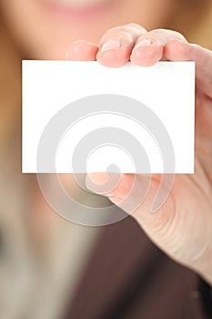 Presenting a businesscard - closeup