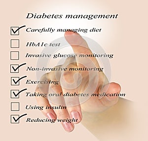 Checklist for diabetes management