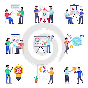 Pack of Launch Flat Illustrations