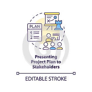 Presenting project plan to stakeholders concept icon