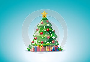 Presents around Christmas tree photo