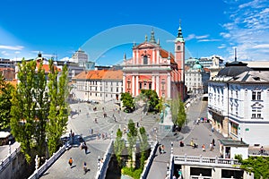 Preseren square, Ljubljana, Slovenia.