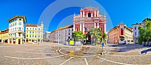 Presern square in Ljubljana panoramic view