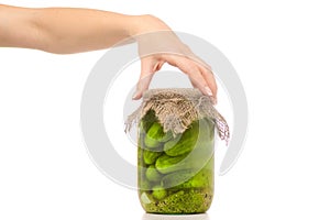 Preservation of a bank of cucumbers female hand