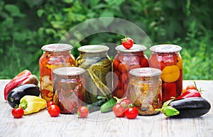 Preservation of vegetables. Blanks. Selective focus. food.