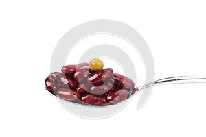 Preserve beans on a spoon.