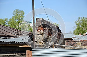 Preserved brick antifire wall in Irkutsk