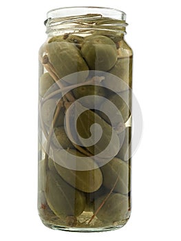 Preserved caper in jar.