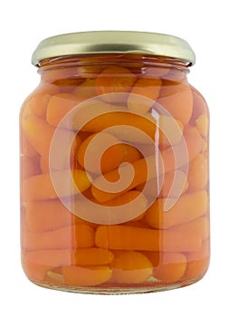 Preserved carrot in jar. photo