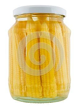 Preserved corn in jar.