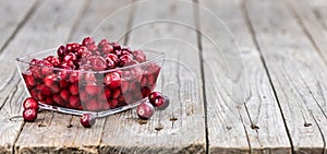 Preserved Cranberries selective focus; detailed close-up shot