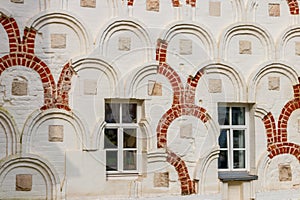 Preserved details of medieval wall decoration of Sacristy in Trinity Lavra of St. Sergius in Sergiev Posad, Russia