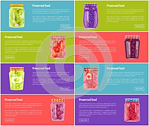 Preserved Food Poster and Jars Vector Illustration