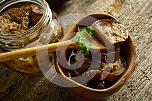 Preserved grilled eggplants