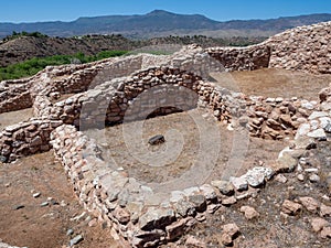 Preserved ruin of pueblo dwelling at Tuzigoot National Monument in Arizona
