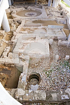 Preserved ruing at the base of Acropolis Museum
