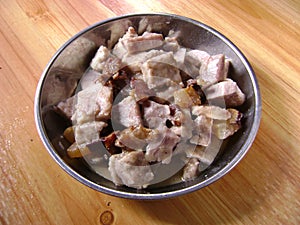 Preserved-salted pork stir fried with taro