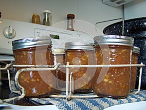 Preserving the Marmalade fruit on the hot stove