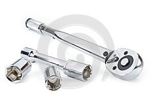 Preset Torque Wrench Ratchet on white background. photo