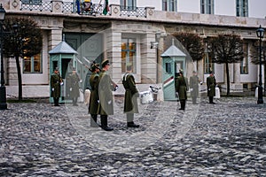 President guard in front of Budapest castle