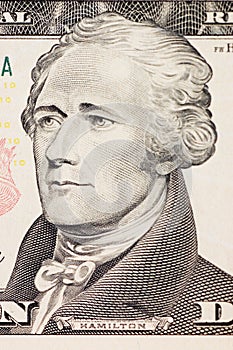 President hamilton face on the ten dollar bill