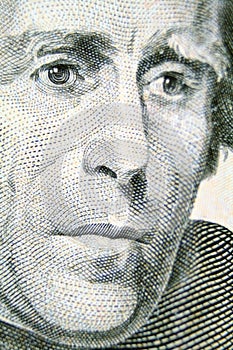 President Jackson's face on the twenty dollar bill