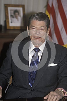 President Reagan presents an introduction for the Horatio Alger Association