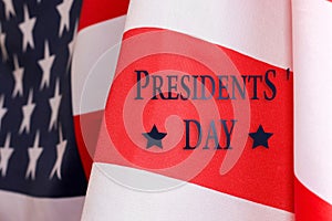 President`s day background. The text of PRESIDENT`S DAY and the US flag