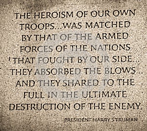 President Truman Quote World War II Memorial National Mall Washington DC photo